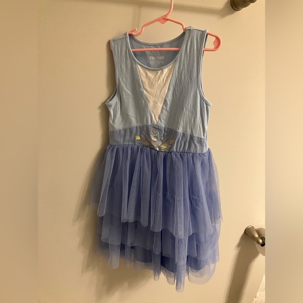 Disney Blue and White Casual Dress with Tulle Skirt - frozen